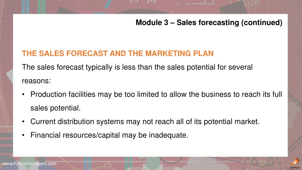 module 3 sales forecasting continued 2