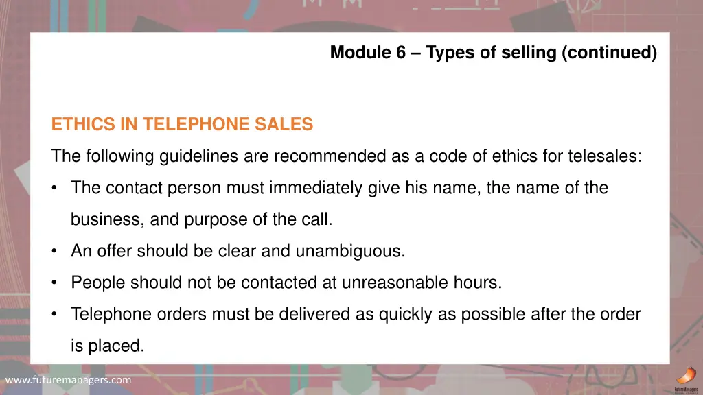 module 6 types of selling continued 3