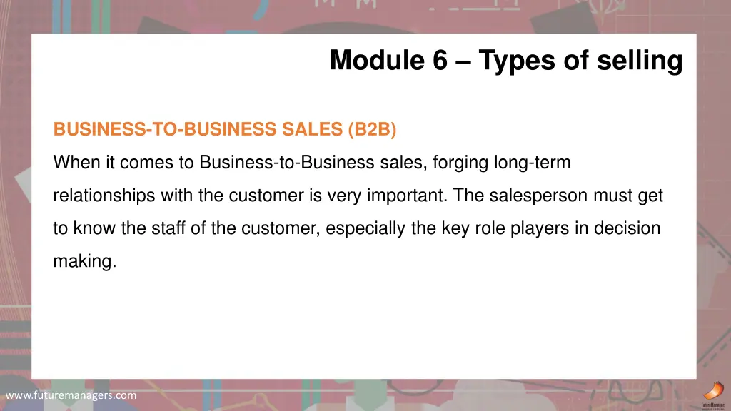 module 6 types of selling