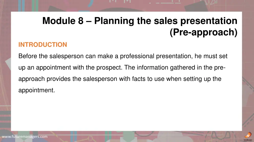 module 8 planning the sales presentation