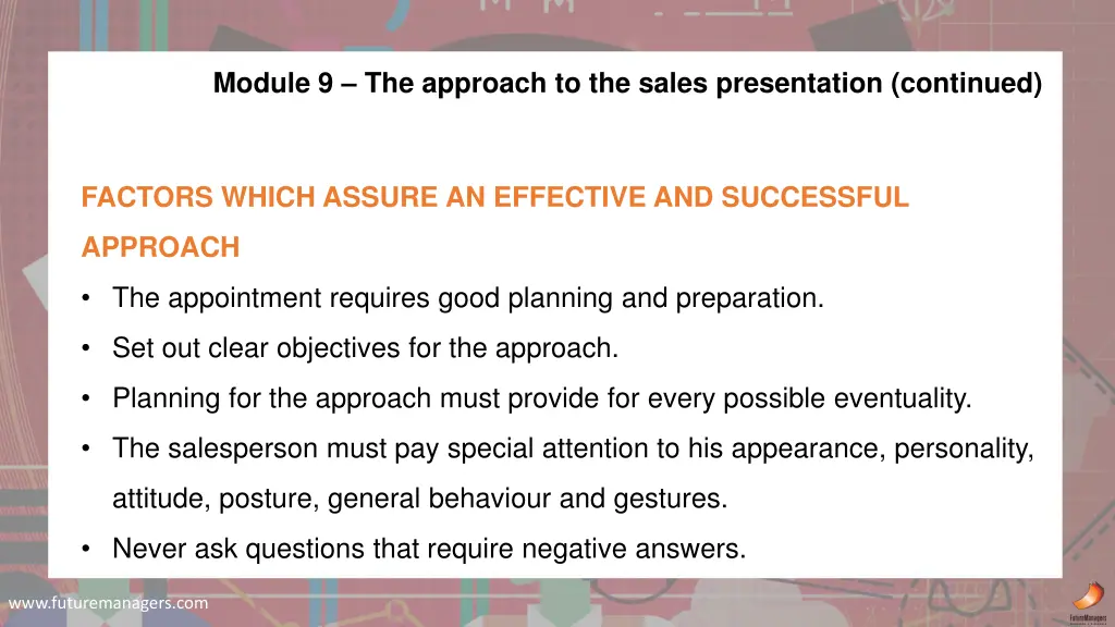 module 9 the approach to the sales presentation 1