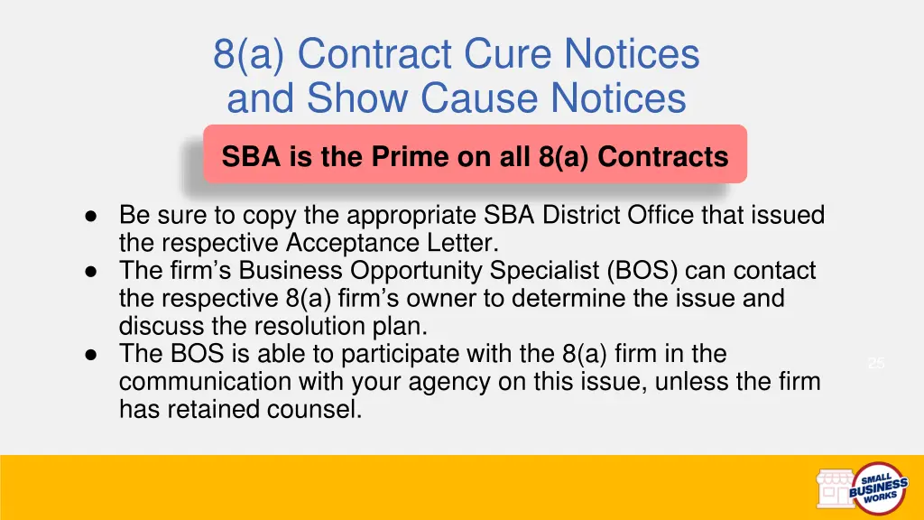 8 a contract cure notices and show cause notices