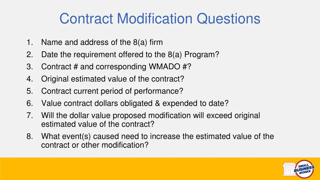 contract modification questions