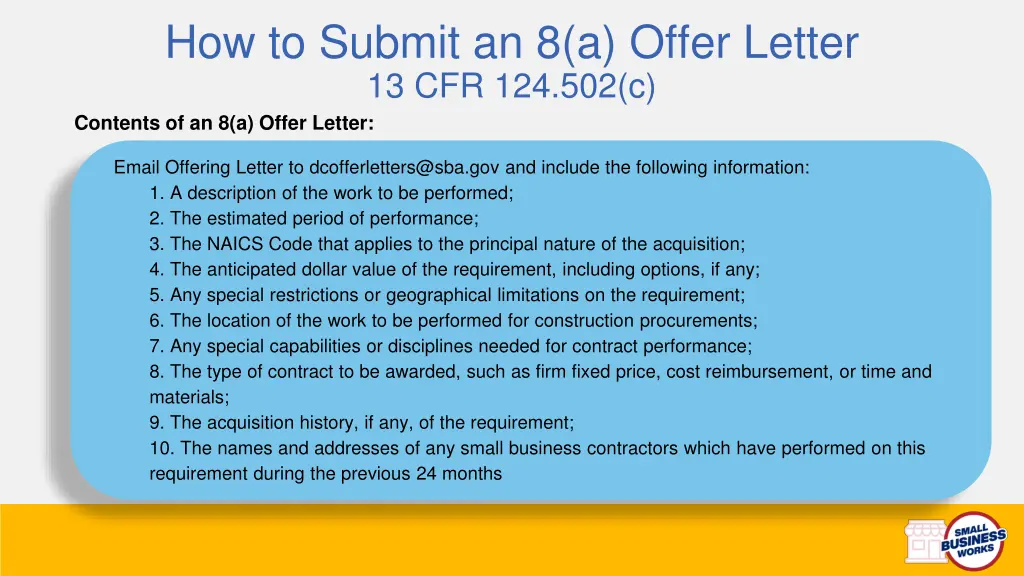 how to submit an 8 a offer letter