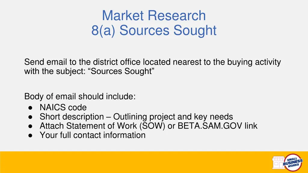 market research 8 a sources sought