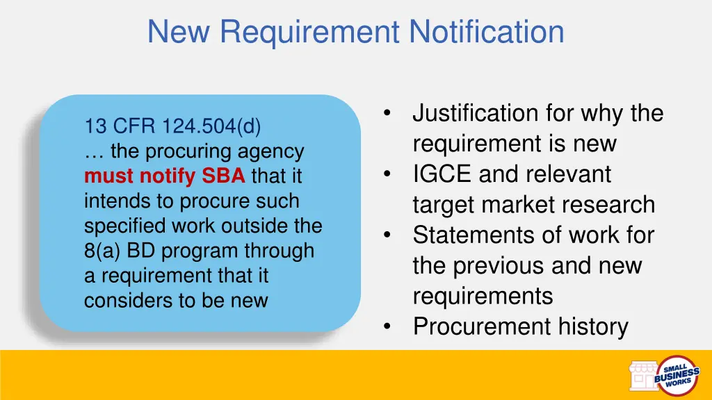 new requirement notification