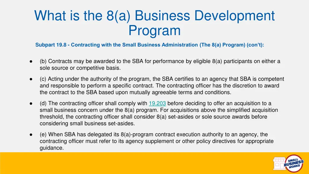 what is the 8 a business development program 1