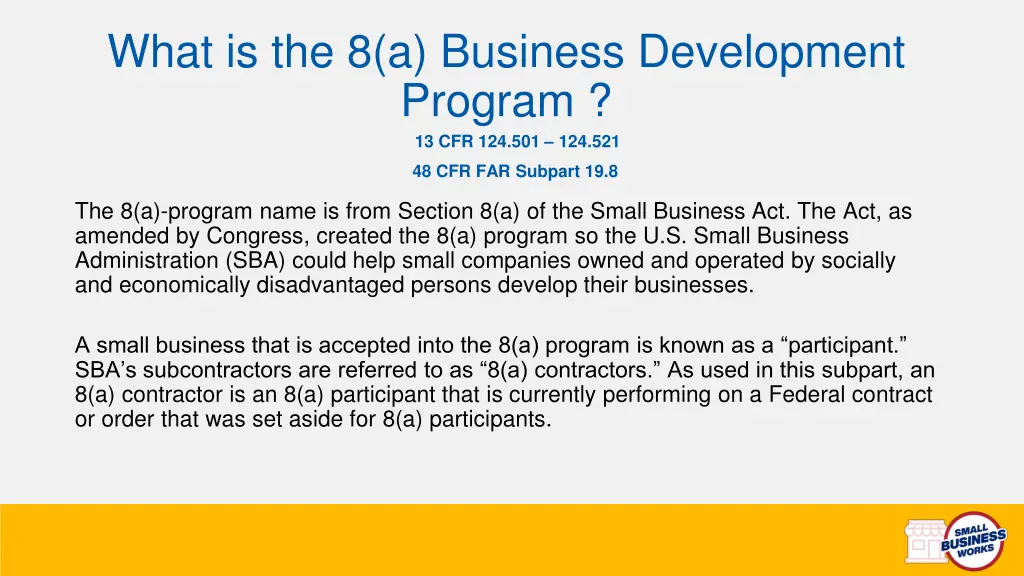 what is the 8 a business development program