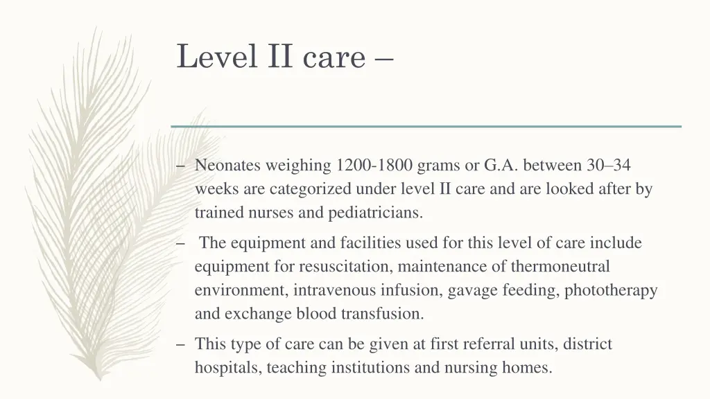 level ii care