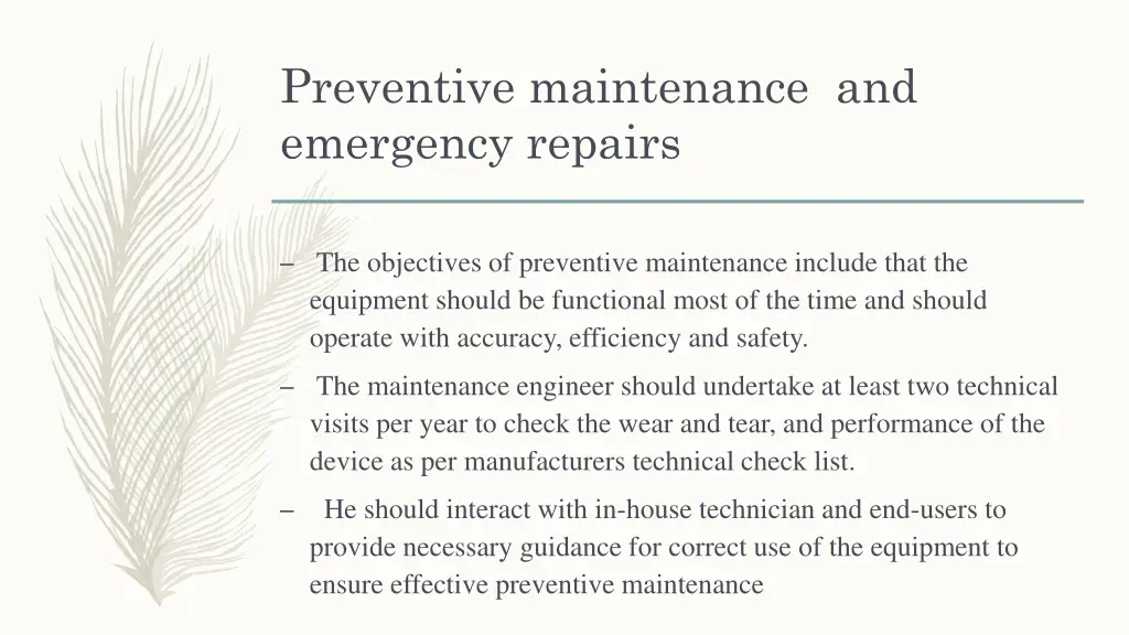 preventive maintenance and emergency repairs