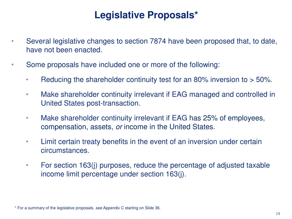 legislative proposals