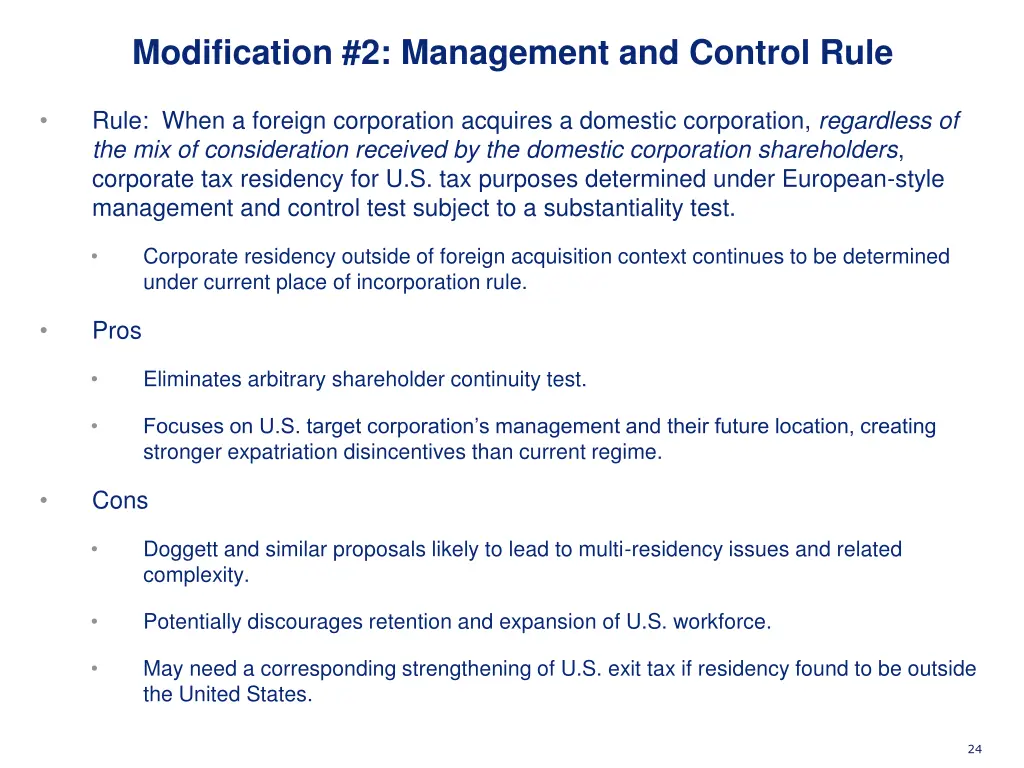 modification 2 management and control rule