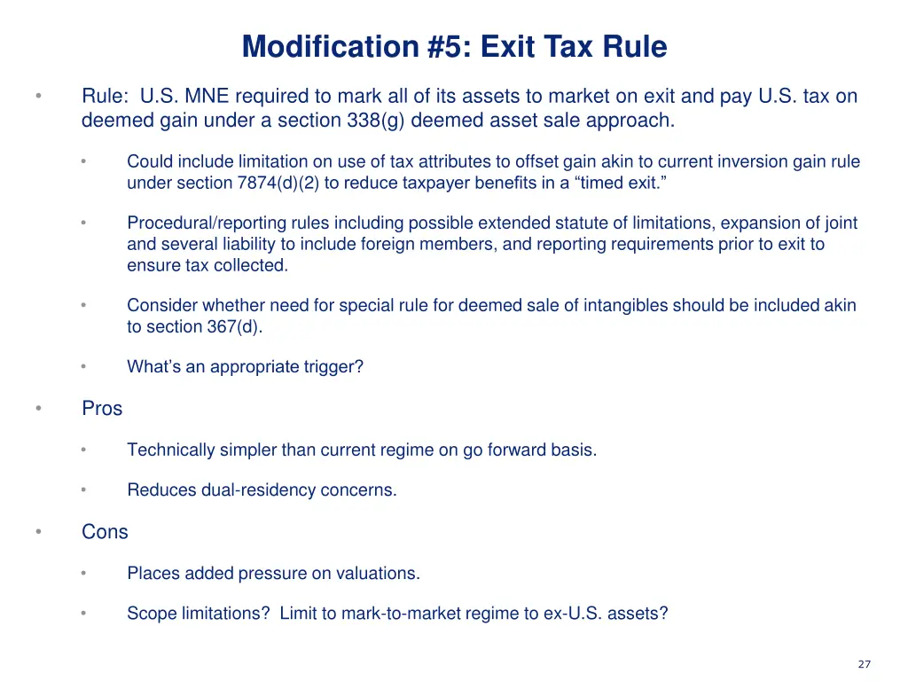 modification 5 exit tax rule