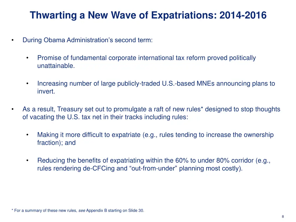 thwarting a new wave of expatriations 2014 2016