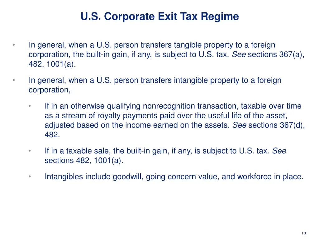 u s corporate exit tax regime