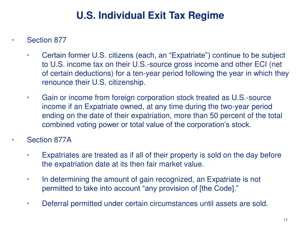 u s individual exit tax regime