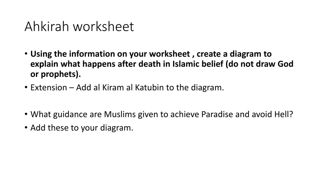 ahkirah worksheet