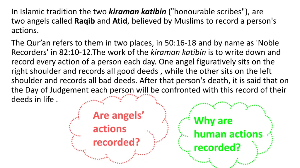 in islamic tradition the two kiraman katibin