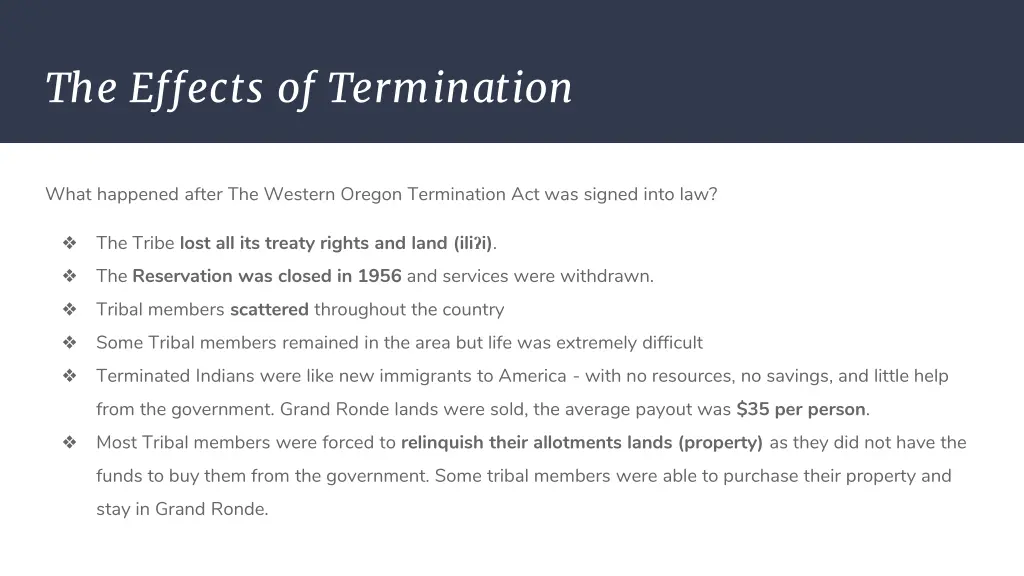 the effects of termination