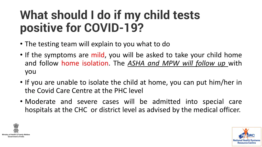 what should i do if my child tests positive