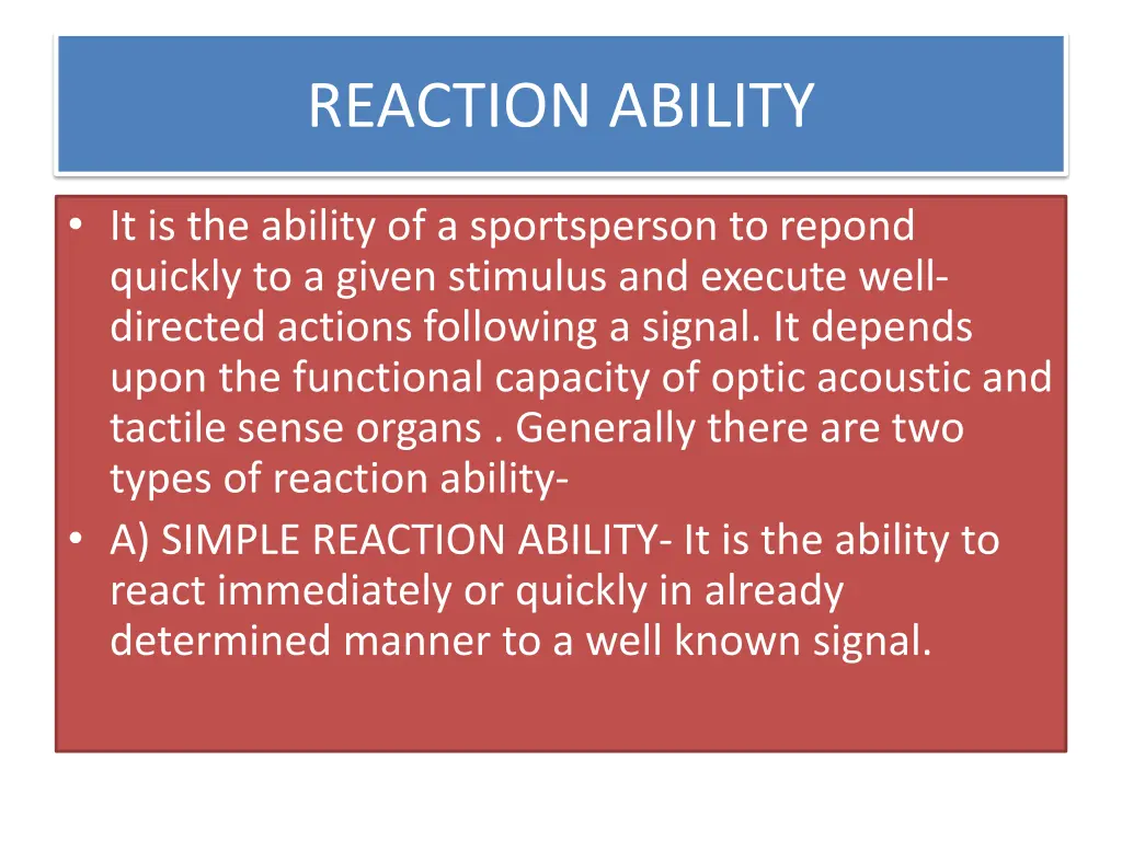 reaction ability