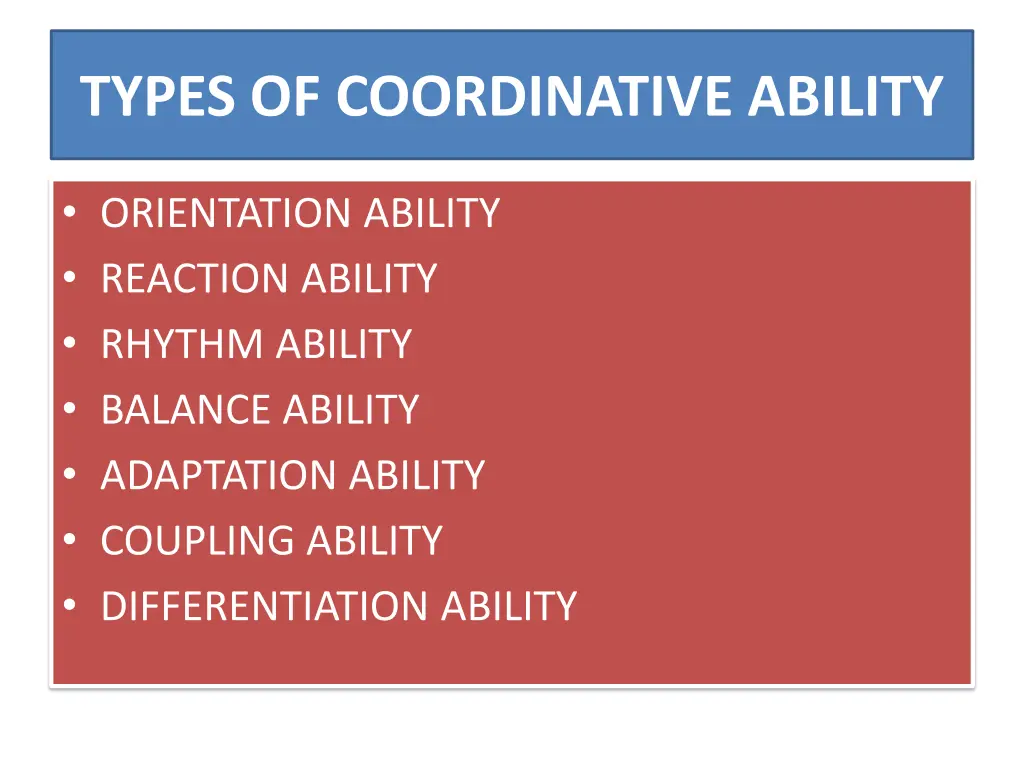 types of coordinative ability