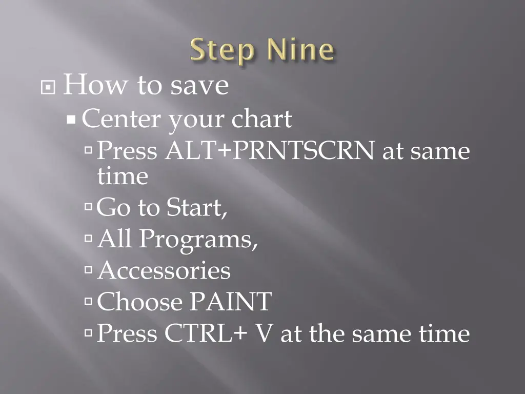 how to save center your chart press alt prntscrn