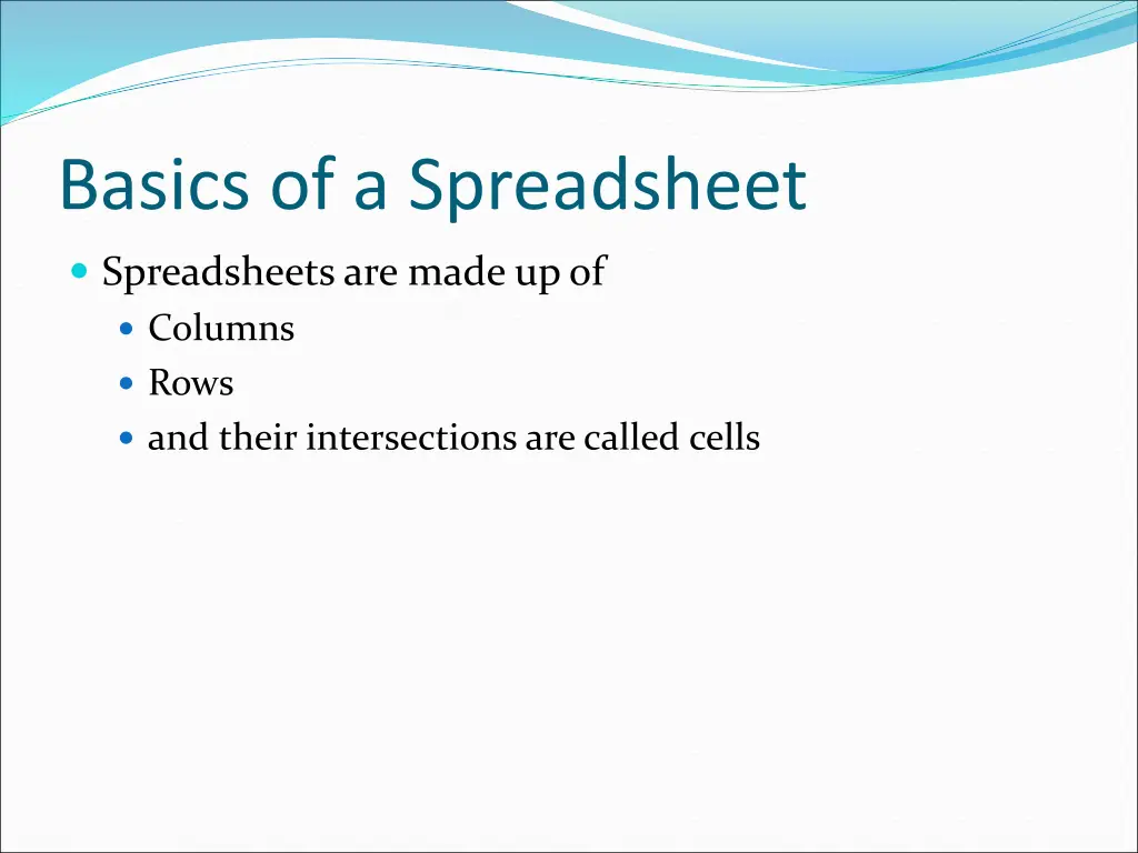 basics of a spreadsheet