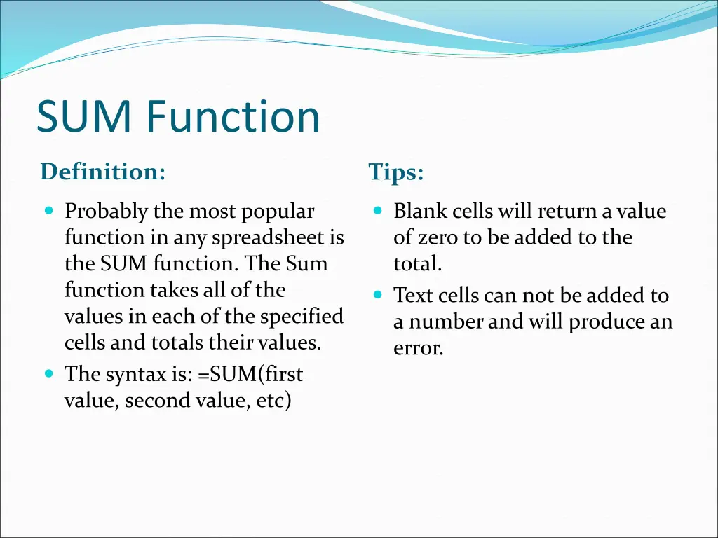 sum function