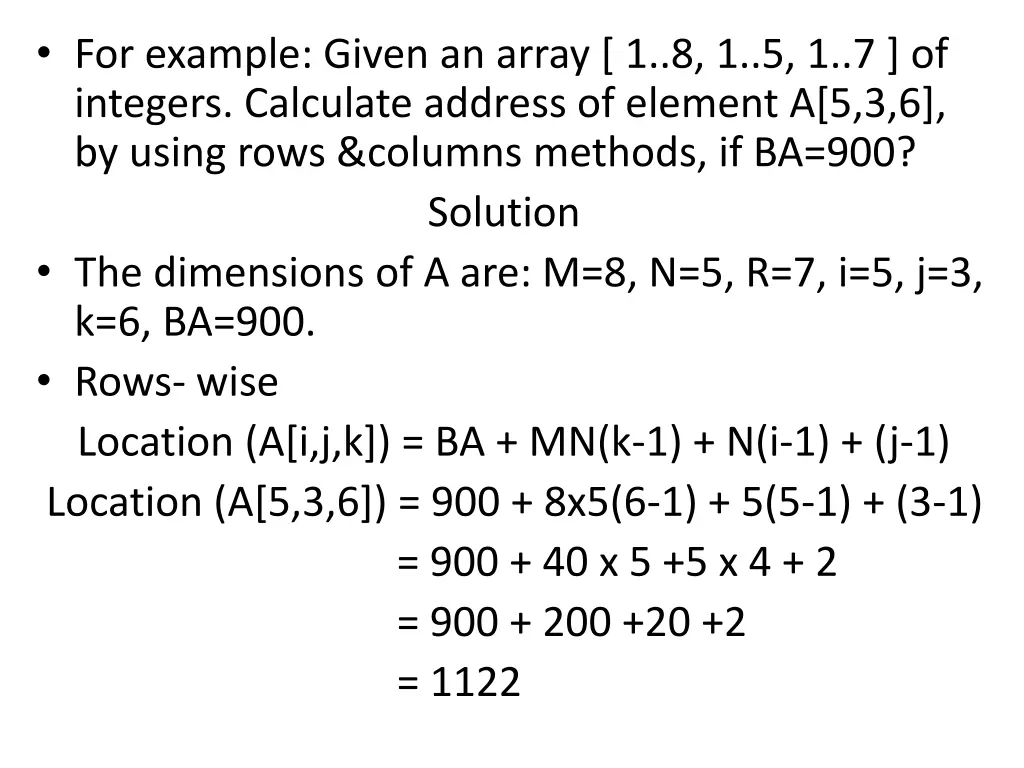 for example given an array