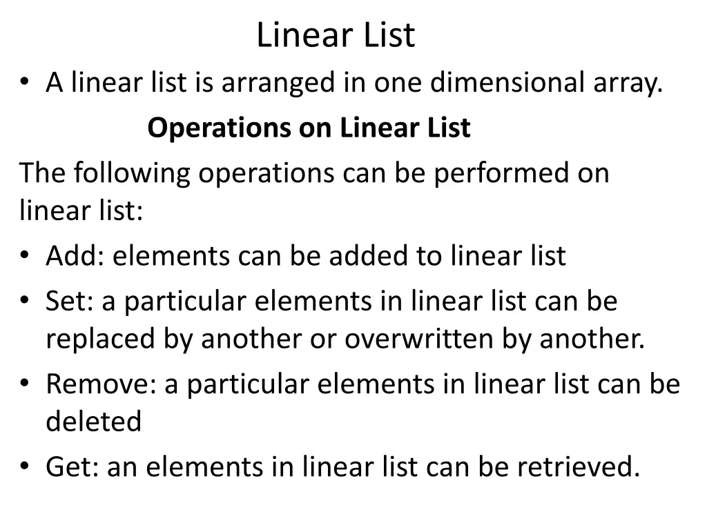 linear list