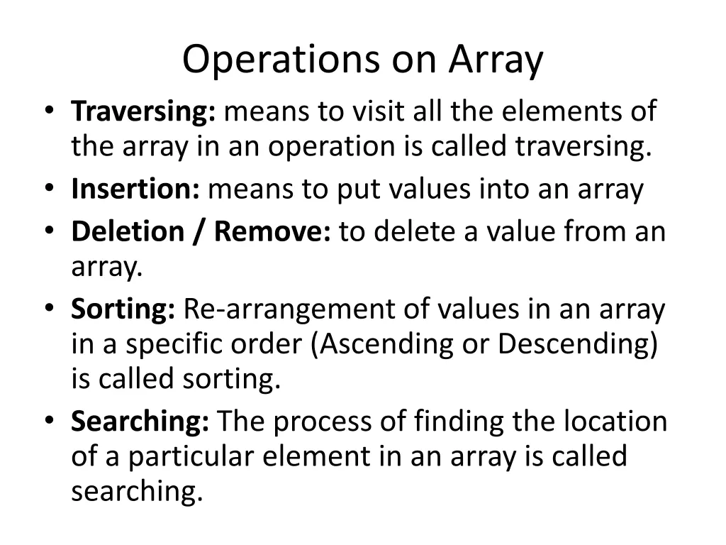 operations on array traversing means to visit