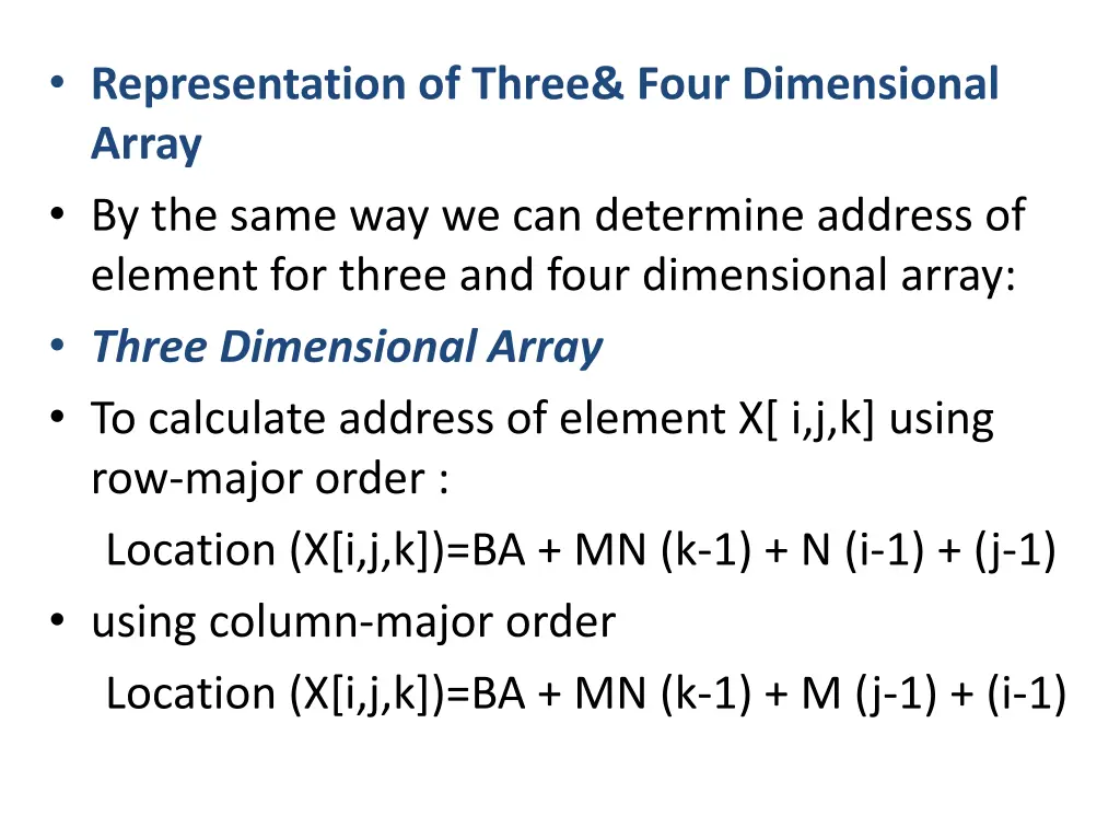 representation of three four dimensional array