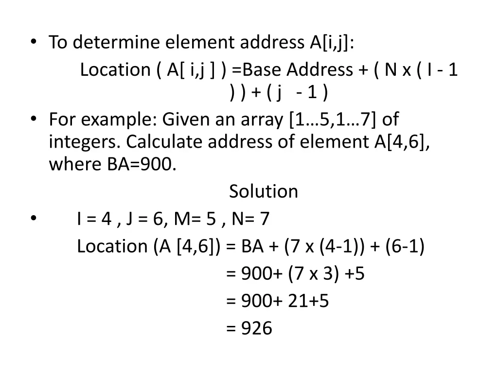 to determine element address a i j location