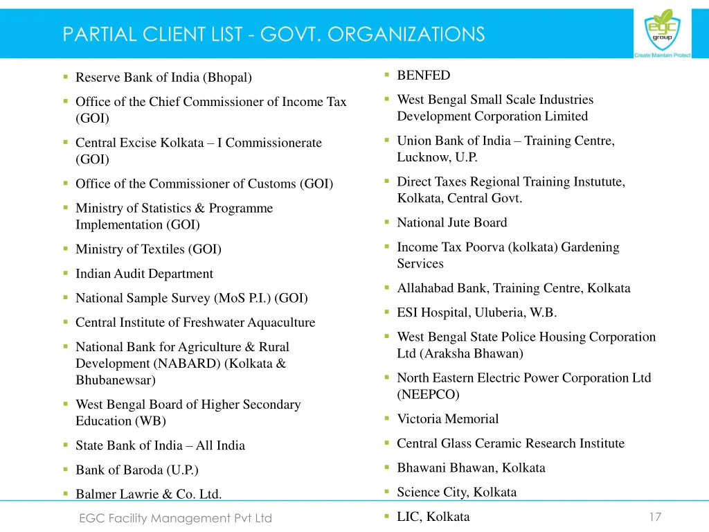 partial client list govt organizations