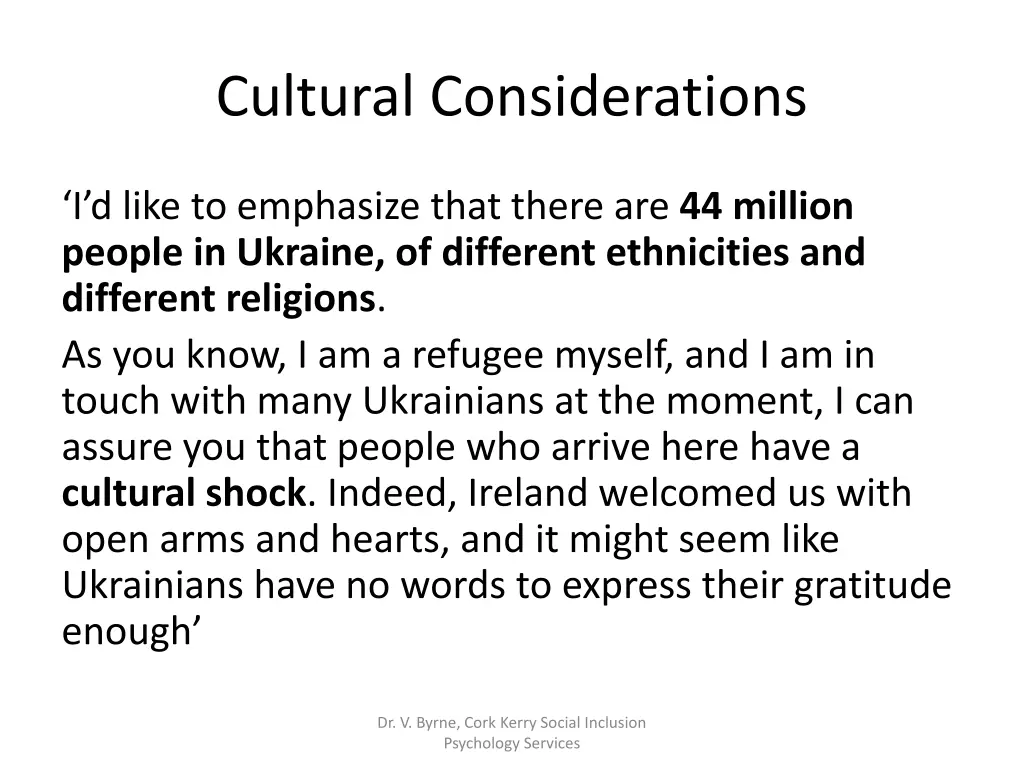 cultural considerations