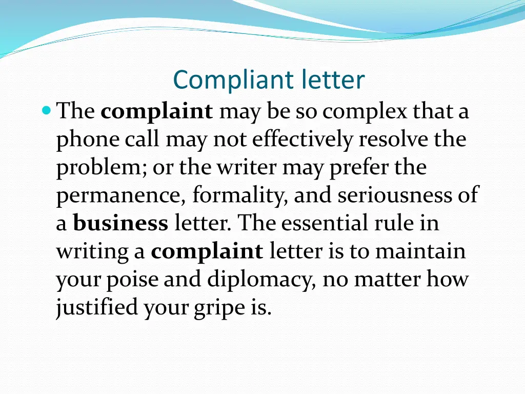 compliant letter