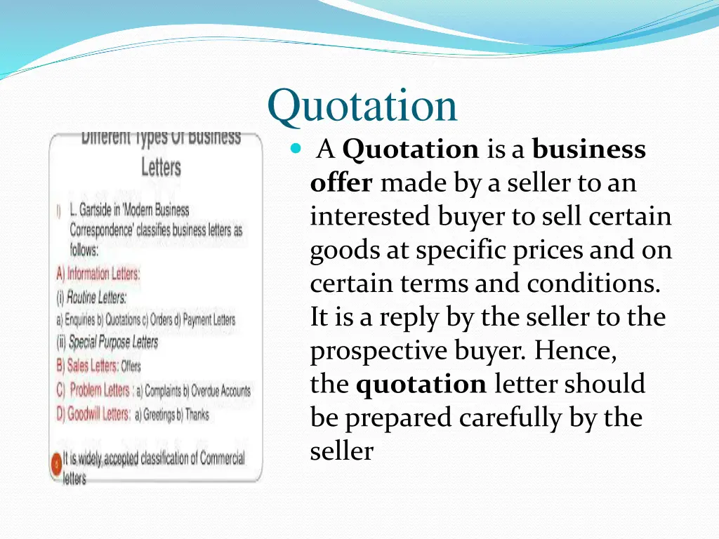 quotation a quotation is a business offer made