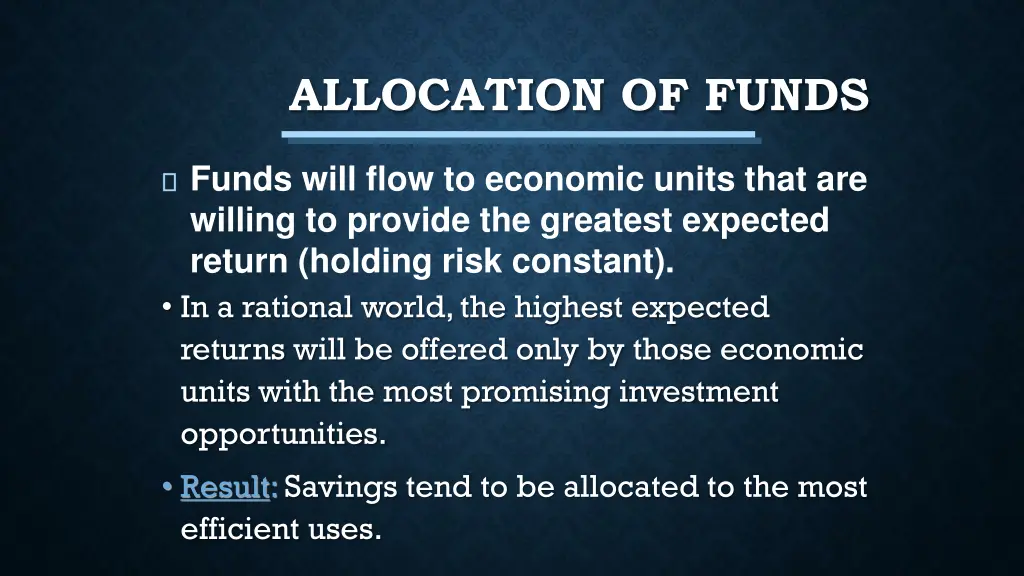 allocation of funds