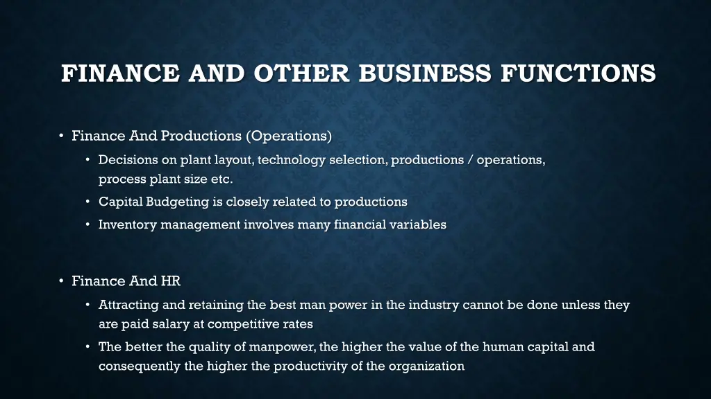 finance and other business functions 1