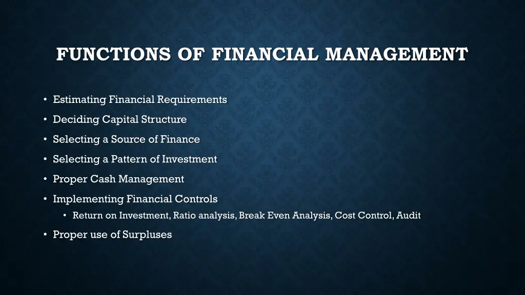 functions of financial management