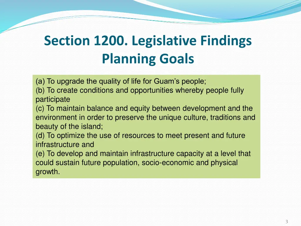 section 1200 legislative findings planning goals