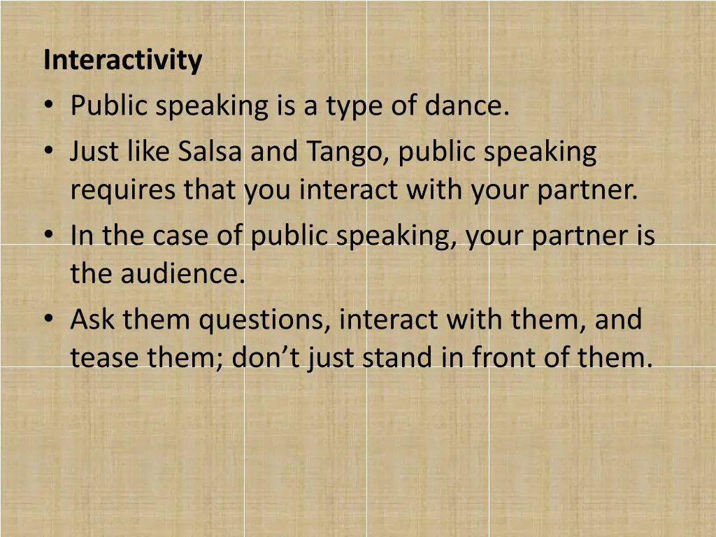 interactivity public speaking is a type of dance