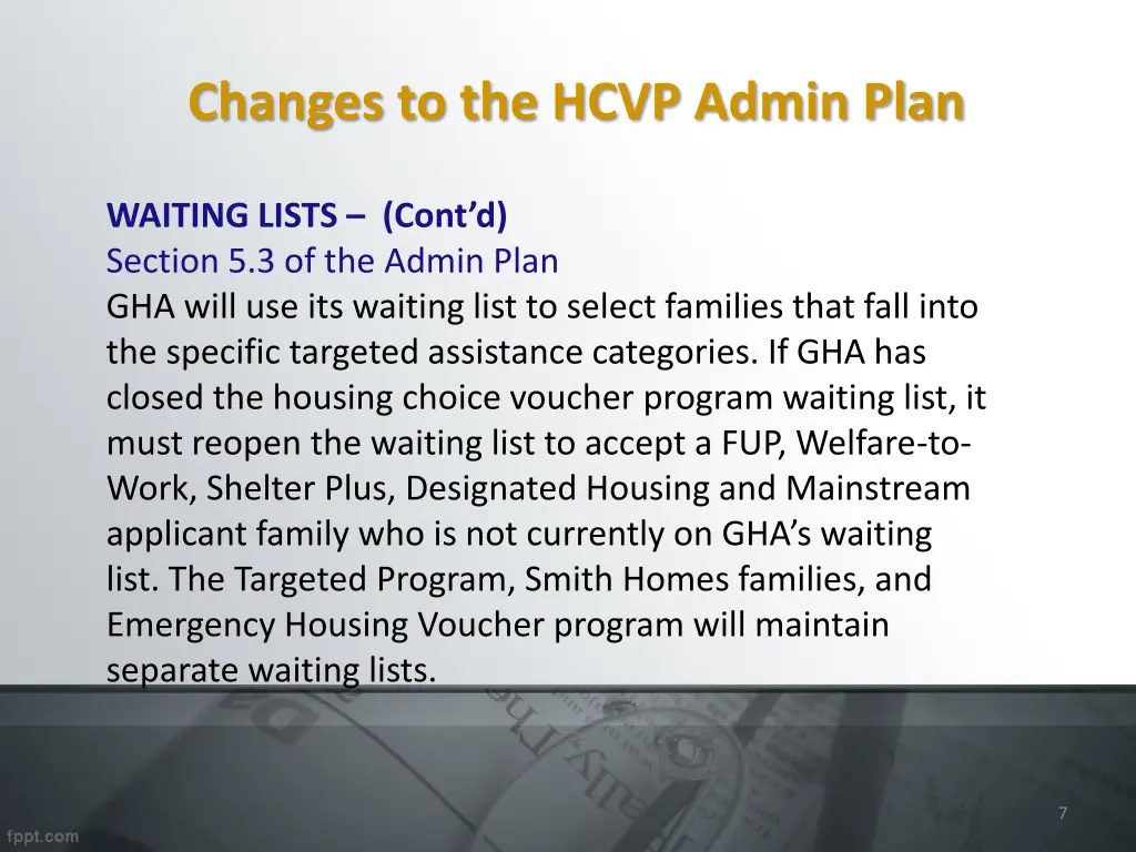 changes to the hcvp admin plan 1