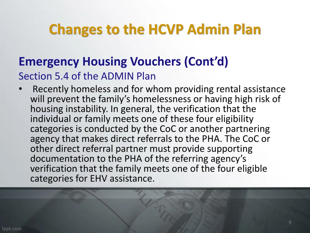 changes to the hcvp admin plan 3