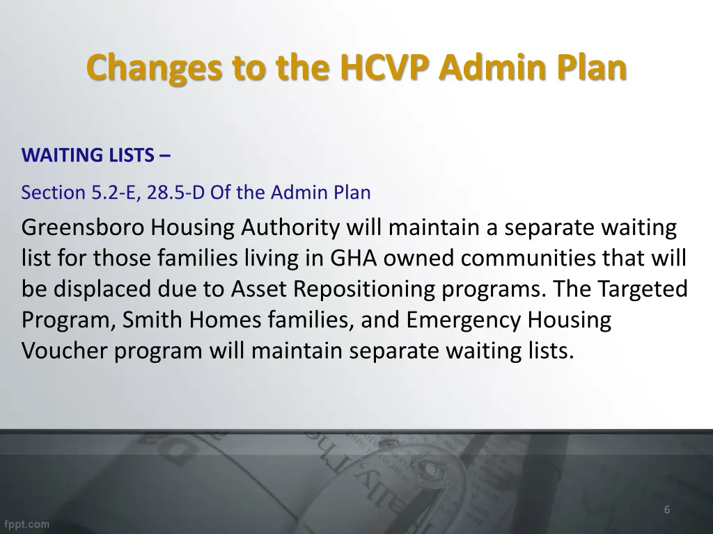 changes to the hcvp admin plan