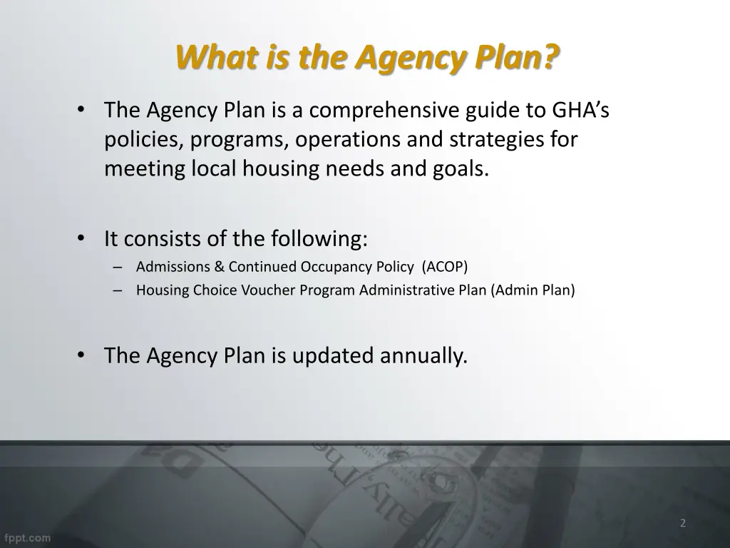 what is the agency plan