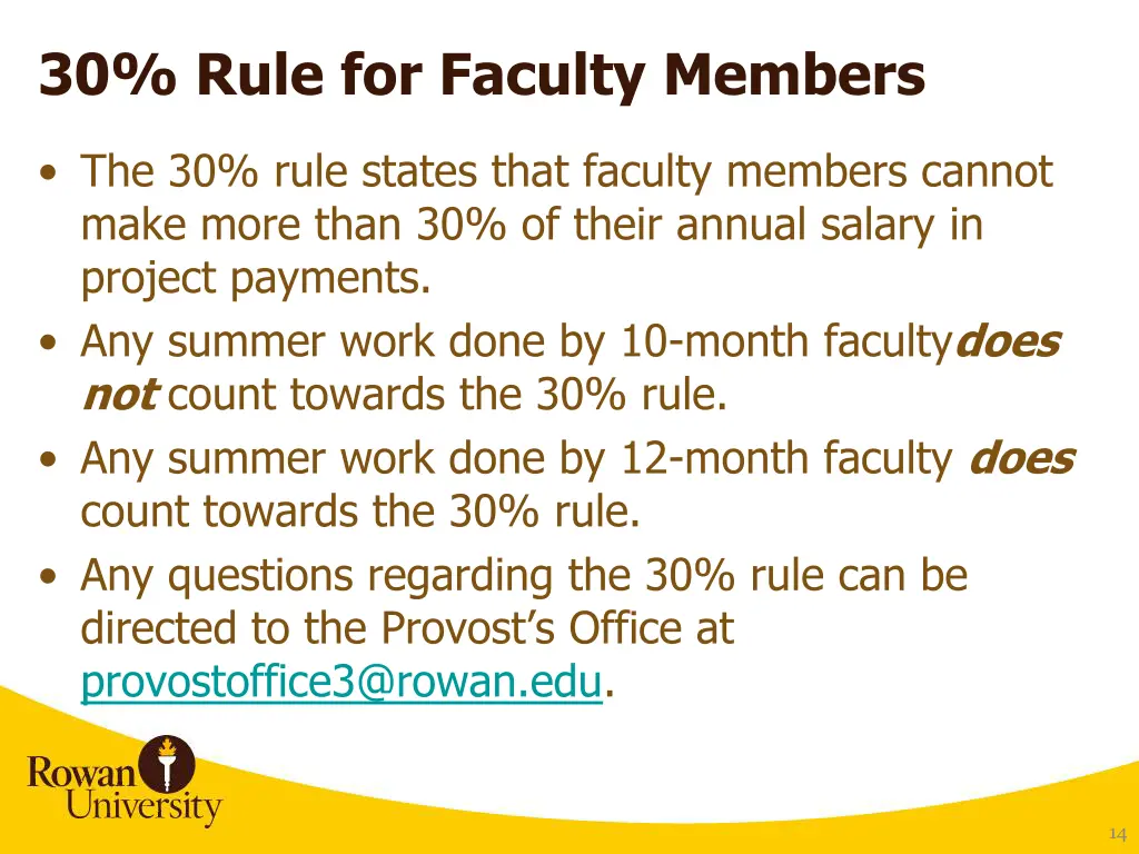 30 rule for faculty members