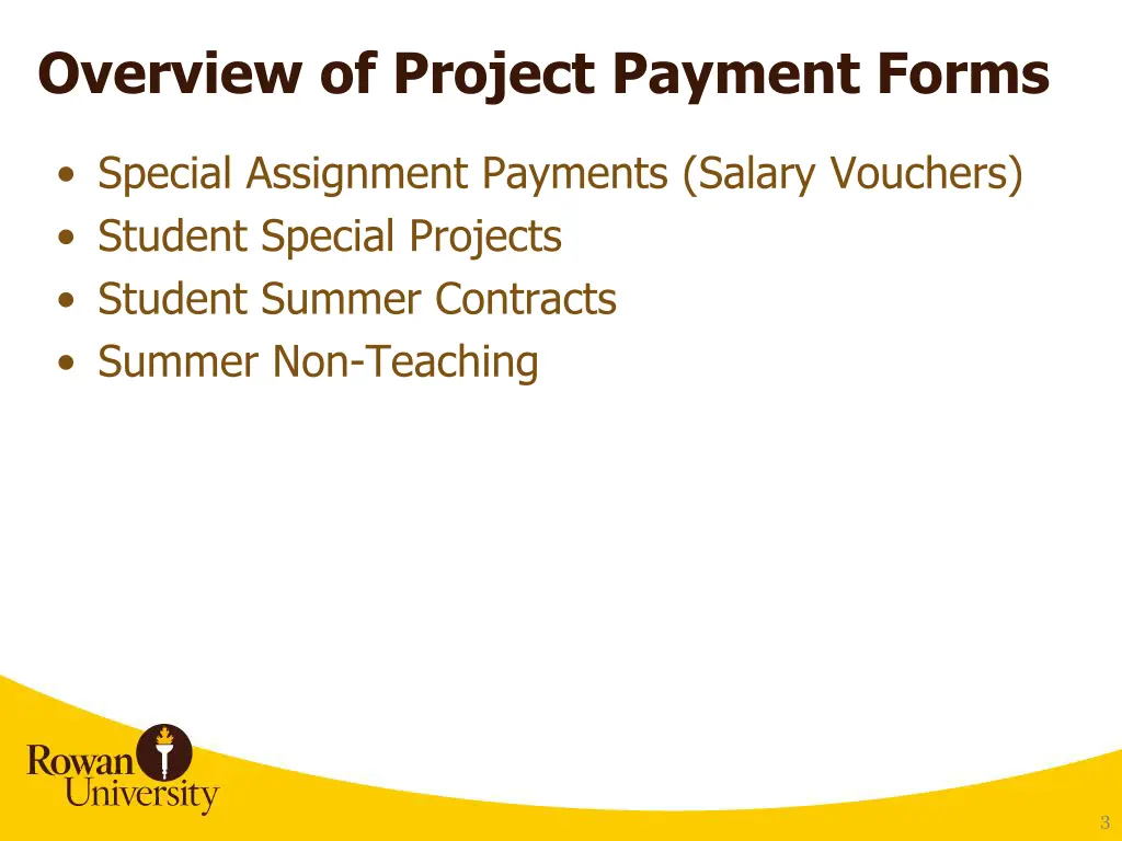 overview of project payment forms