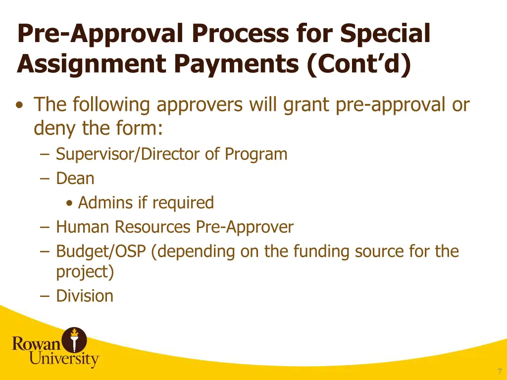 pre approval process for special assignment 2